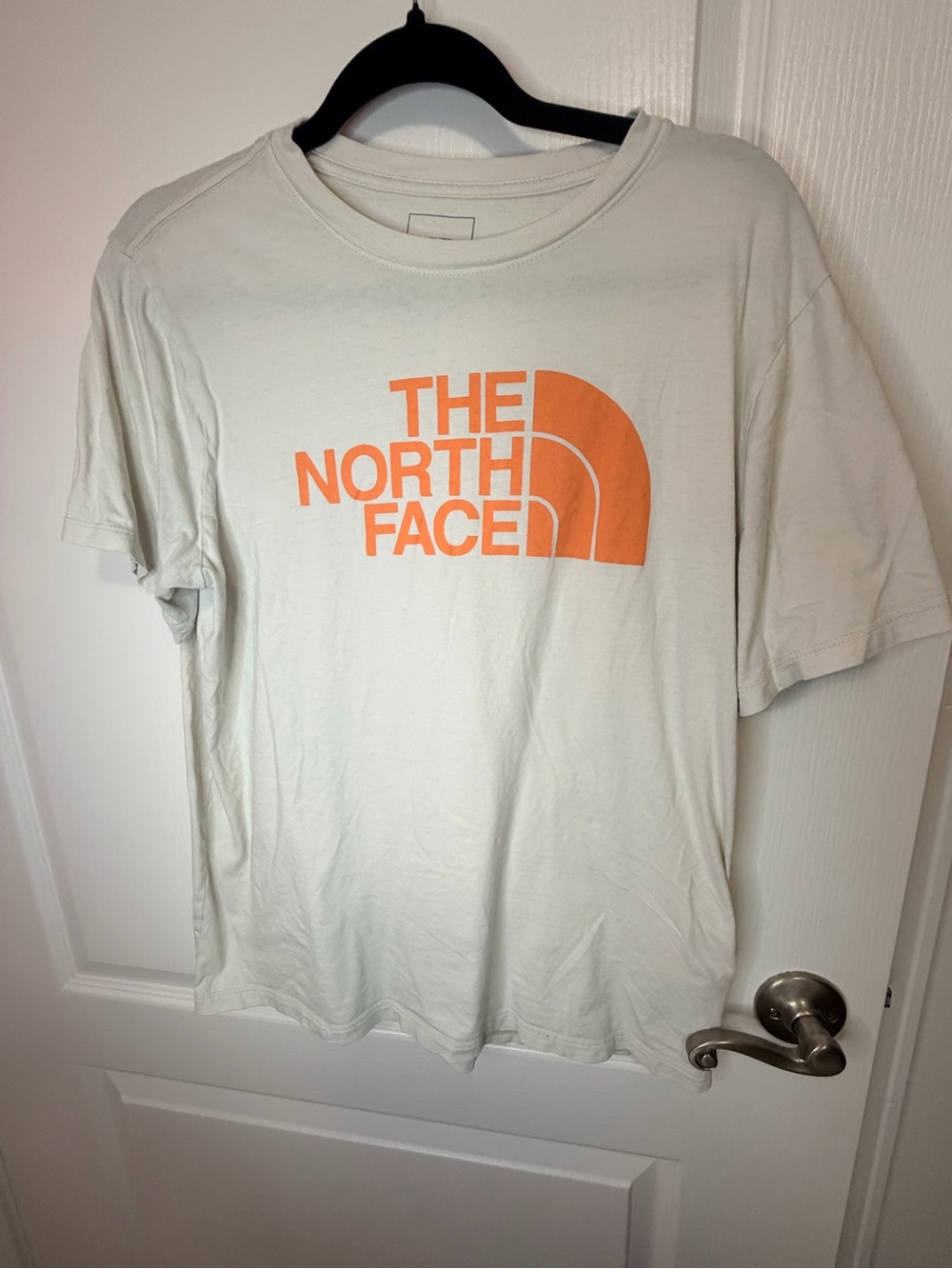 The North Face Kids Cream Tee with Orange Logo